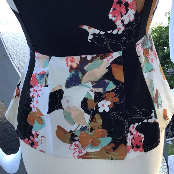 3.1 Phillip Lim Sleeveless Floral Peplum Zip and Hook Front Closure Blouse - Picture 3 of 13